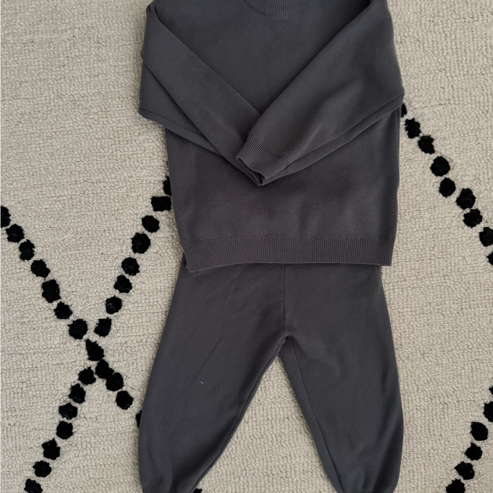 Charcoal Gray Knit Sweater and Pants Set